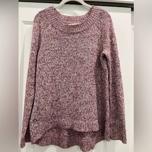 Ann Taylor Loft Knit Sweater with High/Low Hem Heathered Purple